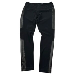 90 Degree by Reflex Black Faux Leather Panel Active Leggings L